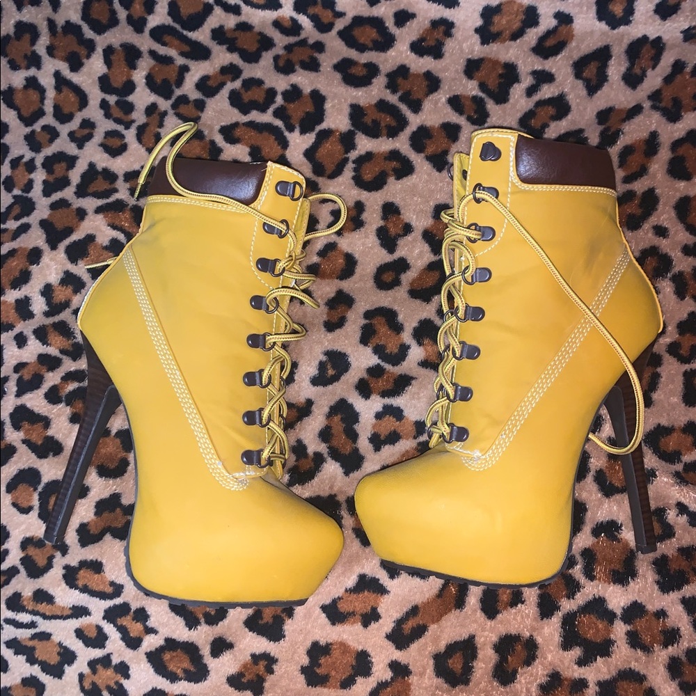 Faux Suede Lace Up Booties Platform Heels